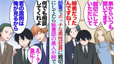 【セカイノフシギ】【漫画】部署で見下されているボッチの男性社員に仕事を教えたり、助けたりしていた俺「飲みに行く？」「行きたいです！」→酔い潰れたので家族に迎えに来てもらったら秘書部の美人姉がやってきて…【マンガ動画】